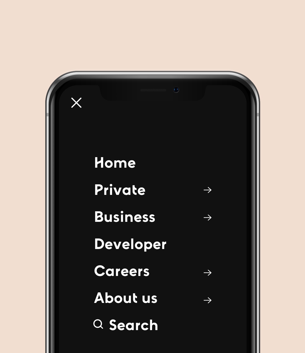 Klarna global navigation mobile menu design